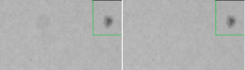 Comparison of view before and after application of calibration frames