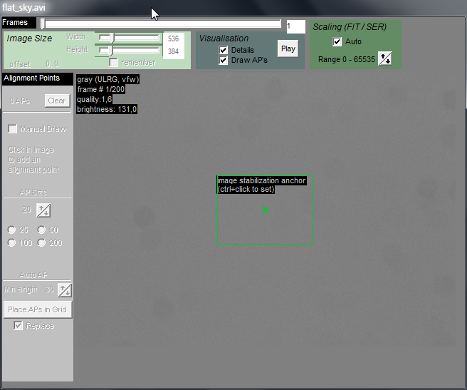 Flat movie loaded into AutoStakkert