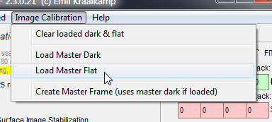 Applying the dark frame and flat field correction