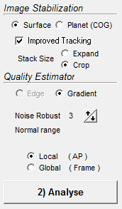 Quality estimation settings in AutoStakkert