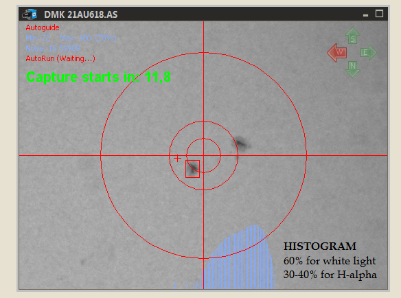 FireCapture with AutoRun, AutoGuiding, AlignBox and Reticle options enabled